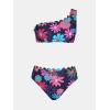 imageCUPSHE Womens Bikini Sets Two Piece Bathing Suit One Shoulder Mid Rise Scalloped Wide Strap Back HookBlackMagentaBlue