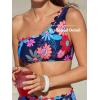 imageCUPSHE Womens Bikini Sets Two Piece Bathing Suit One Shoulder Mid Rise Scalloped Wide Strap Back HookBlackMagentaBlue
