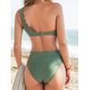 imageCUPSHE Womens Bikini Sets Two Piece Bathing Suit One Shoulder Mid Rise Scalloped Wide Strap Back HookEucalyptus Green
