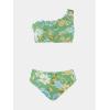 imageCUPSHE Womens Bikini Sets Two Piece Bathing Suit One Shoulder Mid Rise Scalloped Wide Strap Back HookGreenBlue Floral