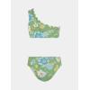 imageCUPSHE Womens Bikini Sets Two Piece Bathing Suit One Shoulder Mid Rise Scalloped Wide Strap Back HookGreenBlue Floral