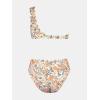 imageCUPSHE Womens Bikini Sets Two Piece Bathing Suit One Shoulder Mid Rise Scalloped Wide Strap Back HookYellowOrange Floral