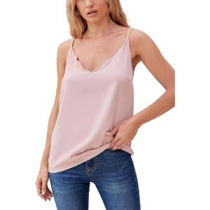 imageCUPSHE Womens Tank Tops V Neck Button Down Casual Cami Blouses Summer Sleeveless Basic Tank ShirtApink