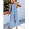 imageCUPSHE Women Summer Jumpsuit with Pocket Square Neck Spaghetti Strap Smocked Bodice Backless Overall Wide Leg Casual RomperBlue