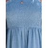 imageCUPSHE Women Summer Jumpsuit with Pocket Square Neck Spaghetti Strap Smocked Bodice Backless Overall Wide Leg Casual RomperBlue