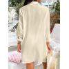 imageCUPSHE Women Swimsuit Coverup Button Down Casual Shirt Dress V Neck Beach Cover Ups with Pockets XSXLApricot