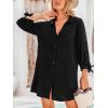 imageCUPSHE Women Swimsuit Coverup Button Down Casual Shirt Dress V Neck Beach Cover Ups with Pockets XSXLBlack