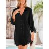 imageCUPSHE Women Swimsuit Coverup Button Down Casual Shirt Dress V Neck Beach Cover Ups with Pockets XSXLBlack