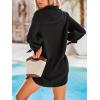 imageCUPSHE Women Swimsuit Coverup Button Down Casual Shirt Dress V Neck Beach Cover Ups with Pockets XSXLBlack