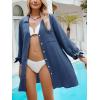 imageCUPSHE Women Swimsuit Coverup Button Down Casual Shirt Dress V Neck Beach Cover Ups with Pockets XSXLNavy Blue
