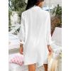 imageCUPSHE Women Swimsuit Coverup Button Down Casual Shirt Dress V Neck Beach Cover Ups with Pockets XSXLWhite
