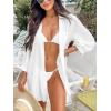 imageCUPSHE Women Swimsuit Coverup Button Down Casual Shirt Dress V Neck Beach Cover Ups with Pockets XSXLWhite