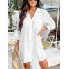 imageCUPSHE Women Swimsuit Coverup Button Down Casual Shirt Dress V Neck Beach Cover Ups with Pockets XSXLWhite