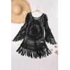imageCUPSHE Womens Cover Up Crochet Poncho Swimsuit Tassel Dresses Hollow Out SXXL 2025Black