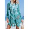 imageCUPSHE Womens Cover Up Crochet Poncho Swimsuit Tassel Dresses Hollow Out SXXL 2025Blue