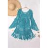 imageCUPSHE Womens Cover Up Crochet Poncho Swimsuit Tassel Dresses Hollow Out SXXL 2025Blue