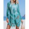imageCUPSHE Womens Cover Up Crochet Poncho Swimsuit Tassel Dresses Hollow Out SXXL 2025Blue