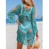 imageCUPSHE Womens Cover Up Crochet Poncho Swimsuit Tassel Dresses Hollow Out SXXL 2025Blue