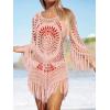 imageCUPSHE Womens Cover Up Crochet Poncho Swimsuit Tassel Dresses Hollow Out SXXL 2025Pink