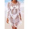imageCUPSHE Womens Cover Up Crochet Poncho Swimsuit Tassel Dresses Hollow Out SXXL 2025White