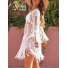 imageCUPSHE Womens Cover Up Crochet Poncho Swimsuit Tassel Dresses Hollow Out SXXL 2025White