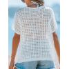 imageCUPSHE Womens Crochet Cover Up Tops Hollow Out Short Sleeve Swimsuit Coverups Knit Mesh Pullover TopWhite