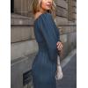 imageCUPSHE Womens Romper Woven Square Neck 34 Sleeves Smocked Waist Straight Leg Jumpsuit Outfit CasualNavy