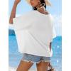 imageCUPSHE Womens Summer Cover Up Tops V Neck Half Sleeves Button Front Elegant Basic Work Blouse ShirtWhite