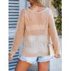 imageCUPSHE Womens Summer Crochet Swimsuit Cover Up Long Sleeve Cutout Beach Coverup Tunic Sweater TopsChampagne