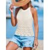 imageCUPSHE Womens Top Halter Neck Sleeveless Crochet Knit CoverUp Top Casual VacationWhite