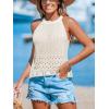 imageCUPSHE Womens Top Halter Neck Sleeveless Crochet Knit CoverUp Top Casual VacationWhite