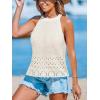 imageCUPSHE Womens Top Halter Neck Sleeveless Crochet Knit CoverUp Top Casual VacationWhite