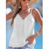 imageCUPSHE Womens Top Lace V Neck Trim Cami Sleeveless Eyelet Tank CoverUp Top Casual VacationWhite