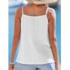 imageCUPSHE Womens Top Lace V Neck Trim Cami Sleeveless Eyelet Tank CoverUp Top Casual VacationWhite