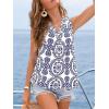 imageCUPSHE Womens Tropical Summer Beach Vacation Sleeveless Top Shirt Blouse 2025 FashionBlue