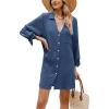 imageCUPSHE Women Swimsuit Coverup Button Down Casual Shirt Dress V Neck Beach Cover Ups with Pockets XSXLNavy Blue