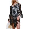 imageCUPSHE Womens Cover Up Crochet Poncho Swimsuit Tassel Dresses Hollow Out SXXL 2025Black