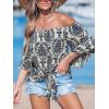 imageCUPSHE Women Tops Boho OffShoulder Neck Ruffle Sleeve Blouse Short Sleeve Tee Shirt Casual SummerBlue
