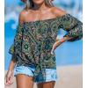 imageCUPSHE Women Tops Boho OffShoulder Neck Ruffle Sleeve Blouse Short Sleeve Tee Shirt Casual SummerGreen