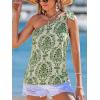 imageCUPSHE Womens Vacation Beach Floral Sleeveless Bow Tie One Shoulder Cover Up Tops ShirtGreen