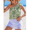 imageCUPSHE Womens Vacation Beach Floral Sleeveless Bow Tie One Shoulder Cover Up Tops ShirtGreen