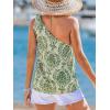 imageCUPSHE Womens Vacation Beach Floral Sleeveless Bow Tie One Shoulder Cover Up Tops ShirtGreen