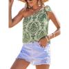 imageCUPSHE Womens Vacation Beach Floral Sleeveless Bow Tie One Shoulder Cover Up Tops ShirtGreen