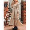 imageCUPSHE Maxi Fall Dresses for Women 2025 Square Neck Smocked Long Sleeve Ruffled Lace Long Formal A Line DressBeige