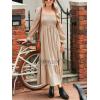 imageCUPSHE Maxi Fall Dresses for Women 2025 Square Neck Smocked Long Sleeve Ruffled Lace Long Formal A Line DressBeige