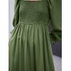 imageCUPSHE Maxi Fall Dresses for Women 2025 Square Neck Smocked Long Sleeve Ruffled Lace Long Formal A Line DressOlive Green