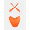 imageCUPSHE One Piece Swimsuit for Women Bathing Suit Cut Out Cross Back Tie Deep V Neck Ruched High CutApricot Orange
