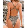 imageCUPSHE One Piece Swimsuit for Women Bathing Suit Cut Out Cross Back Tie Deep V Neck Ruched High CutBrownBeige