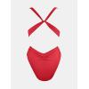 imageCUPSHE One Piece Swimsuit for Women Bathing Suit Cut Out Cross Back Tie Deep V Neck Ruched High CutRed