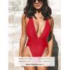 imageCUPSHE One Piece Swimsuit for Women Bathing Suit Cut Out Cross Back Tie Deep V Neck Ruched High CutRed